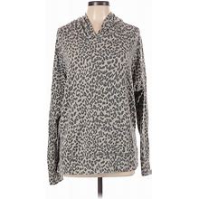 Enti Clothing Pullover Sweater: Gray Animal Print Tops - Women's Size Large