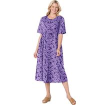 Plus Size Women's Button-Front Essential Dress By Woman Within In Radiant Purple Pretty Blossom (Size 4X)