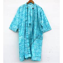 Kimono Robe/Indian Big Floral Print Bath Robe Cotton,Dressing Gown Bath Robe Women Night Wear Suit Long Dressing Gown Unisex/Maternity Gown