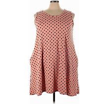 Doublju Casual Dress - A-Line: Pink Polka Dots Dresses - Women's Size 3X