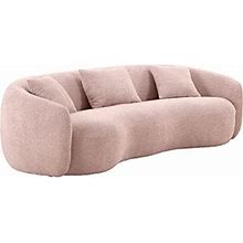 Curved Sectional Sofa, Boucle Sofa With Curved Lines Design And 3 Pillows, Sofa Couch With Solid Wood Legs, Curved Couch For 4 People, Curved Sofas F