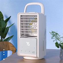 Rvasteizo Summer Portable Conditioner Fan 4 in 1 USB Evaporative Cooler 3 Speeds 7 Colors Light 70°Oscillation Mini Cooler With 700Ml Water Tank Desktop Cool Fan White