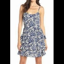 Jessica Simpson Dresses | Jessica Simpson Floral Print Tiered Mini Dress | Color: Blue/White | Size: M