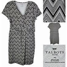 Talbots Petite Faux Wrap Jersey Stretch Shift Dress Mp Short Sleeve