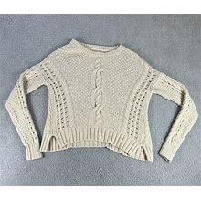 Vince Sweater Womens Small White Pullover Crewneck Cable Knit