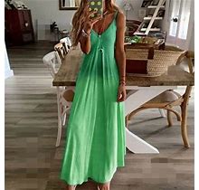 Women Boho Fashion Summer Maxi Dresses Camisole V-Neck Tank Long Dress