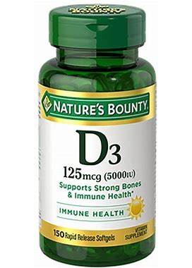 Nature's Bounty Vitamin D3 | 5000 Iu | 150 Soft Gels