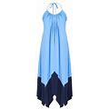 Halston Women's Karley Handkerchief Halter Dress - Medium Blue - Size 8