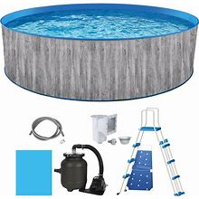 Blue Wave NB19789 Capri Steel Wall Package-15-Ft Round 48-In Deep Above Ground Swimming Pool, Gray
