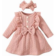 Tengma Toddler Girls Dresses Summer Solid Color Dress Summer Temperament Dress Princess Dress Suitable For Children's Clothing From 3 To 24 Months Of