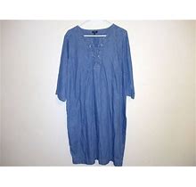 Talbots Woman Petites Denim Knee Length A-Line Dress Blue Size 16P
