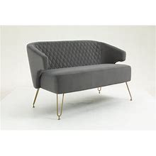 Docooler Twin Size Seat Accent Sofa With Golden Metal Legs, Living Room Sofa With Tufted Backrest, 600 Pounds Weight Capacity