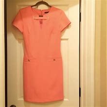 Tommy Hilfiger Dresses | Tommy Hilfiger Shift Dress, Coral With Gold Accents | Color: Orange/Pink | Size: 2
