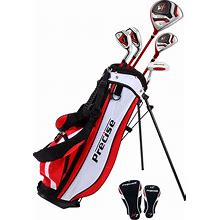 Precise X7 Junior Complete Golf Club Set For Children Kids - 3 Age Groups Boys & Girls - Right Hand & Left Hand! (Red Ages 6-8, Left Hand)