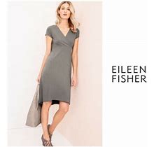 Eileen Fisher Taupe Gray Jersey Stretch Knit Empire Waist Dress Size