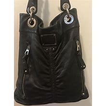 B MAKOWSKY HOBO Shoulder Bag Very Soft Leather Handbag Large-Silver-Hardware EUC