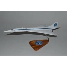 BAC Concorde Pan Am Airlines Supersonic Passenger Airliner Airplane And Carved Mahogany Wood Replica Desktop Display Airplane Model