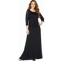 Roaman's Women's Plus Size Lace Popover Dress Formal Evening Wear Set, Mother Of The Bride, Special Occasion Outfit