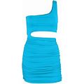Dresses For Women 2023 Himiway Sexy Women One Shoulder Dress Sleeveless Evening Party Dress Blue XS