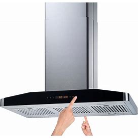 36 in. Convertible Island Mount Range Hood In Stainless Steel With Baffle Filters And 2 Sides Touch Controls
