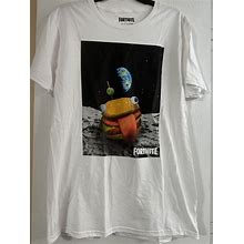 Fortnite Men's Burger Space White Short Sleeve Graphic T-Shirt Durrr Burger NWT