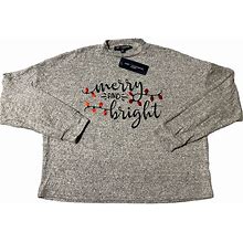 One Clothing Los Angeles Women's Medium Gray Christmas Top Merry And Bright, New