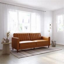 Atwater Living Lenna Faux Leather Tufted Futon, Camel By Ashley, Furniture > Living Room > Futons