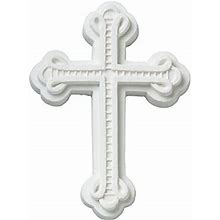 Decopac Ornate Cross Sugar Gum Paste Cake Topper, White Mold Decoration To Create Outstanding Easter Or Other Religious Celebration Cakes, Non-Edible