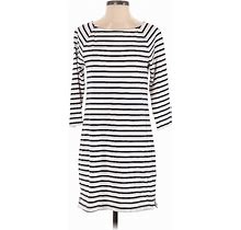 Gap Casual Dress - Shift Boatneck 3/4 Sleeve: White Stripes Dresses - Women's Size Small