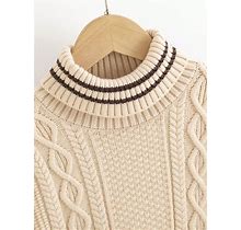 Little Boys' Cable Knit Turtleneck Sweater,7Y