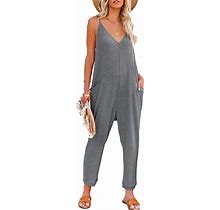 Alvaq Jumpsuits For Women Casual Spring Clothes Sleeveless Loose Spaghetti Strap Overalls Jumpers With Pockets 2024