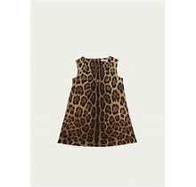Dolce&Gabbana Girl's Leopard-Print Dg Jersey Dress, Size 8-14, Lghbrowprt, 12, Girls Apparel Dresses