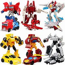 Gigimelon Set Of 6 Pcs Car Robot Toys, Action Figures, 5" Deformation Hero Bots, Birthday Party Favors Toys, Kids Gift Idea