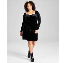 And Now This Plus Size Corset-Style Crushed-Velvet Dress - Black