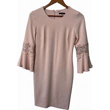 Tommy Hilfiger Dresses | Tommy Hilfiger Lace Trim Bell Sleeve Sheath Dress Pink Womens Sz 4 | Color: Pink | Size: 4