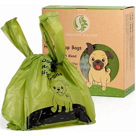 GREENER WALKER Tie Handles Poo Bags For Dog Waste, 600 Doggy Waste Bags Extra Thick Strong 100% Leak-Proof (Green)