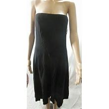 Theory Black Pleated Strapless Dress Size 12