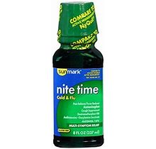 Sunmark Nite Time Cold & Flu Multi Symptom Relief Liquid Original 8 Oz