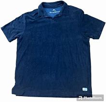 Tommy Bahama Terry Cloth Blue Polo Shirt Short Sleeves Men's Medium