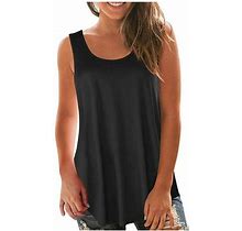 Htnbo Women Tank Tops Summer Casual Sleeveless Racerback T Shirts Solid Color Scoop Neck Swing Tees Clothing From $15