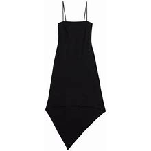 Helmut Lang Women's Wool Asymmetric Midi-Dress - Black - Size 8