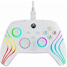 PDP - Afterglow Wave Wired LED Controller, Customizable/App Supported For Xbox Series X|S, Xbox One & Windows 10/11 PC - White