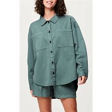 Picture Organic Clothing Catalya Linen & Cotton Button-Up Shirt In Sea Pine At Nordstrom, Size Small