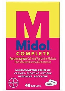 Midol Complete Menstrual Pain Relief Caplets, 40 Count - Provides Cramp, Head...