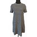 Kate Spade Navy Blue White Striped Knit Dress Zip Xs Extra Small Short