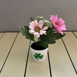 1Pc, St. Patrick's Day Artificial Potted Flower, Fake Plants Bonsai Flowers, Faux Plants Indoor For Dinner Table And Office Handpicked,Temu