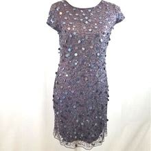 Pisarro Nights Dresses | Pisarro Nights Platinum Beaded Sheath Dress 8 Nwt | Color: Gray | Size: 8
