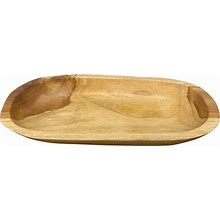 ANDALUCA Teak Wood Large Oval Decorative Dough Bowl 18in
