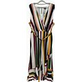 Lane Bryant Dress Womens Plus 28 Multicolor Striped Ruffle Faux Wrap Midi Dress,