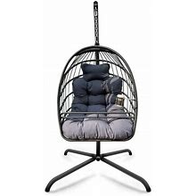 Swing Egg Chair With Stand Black